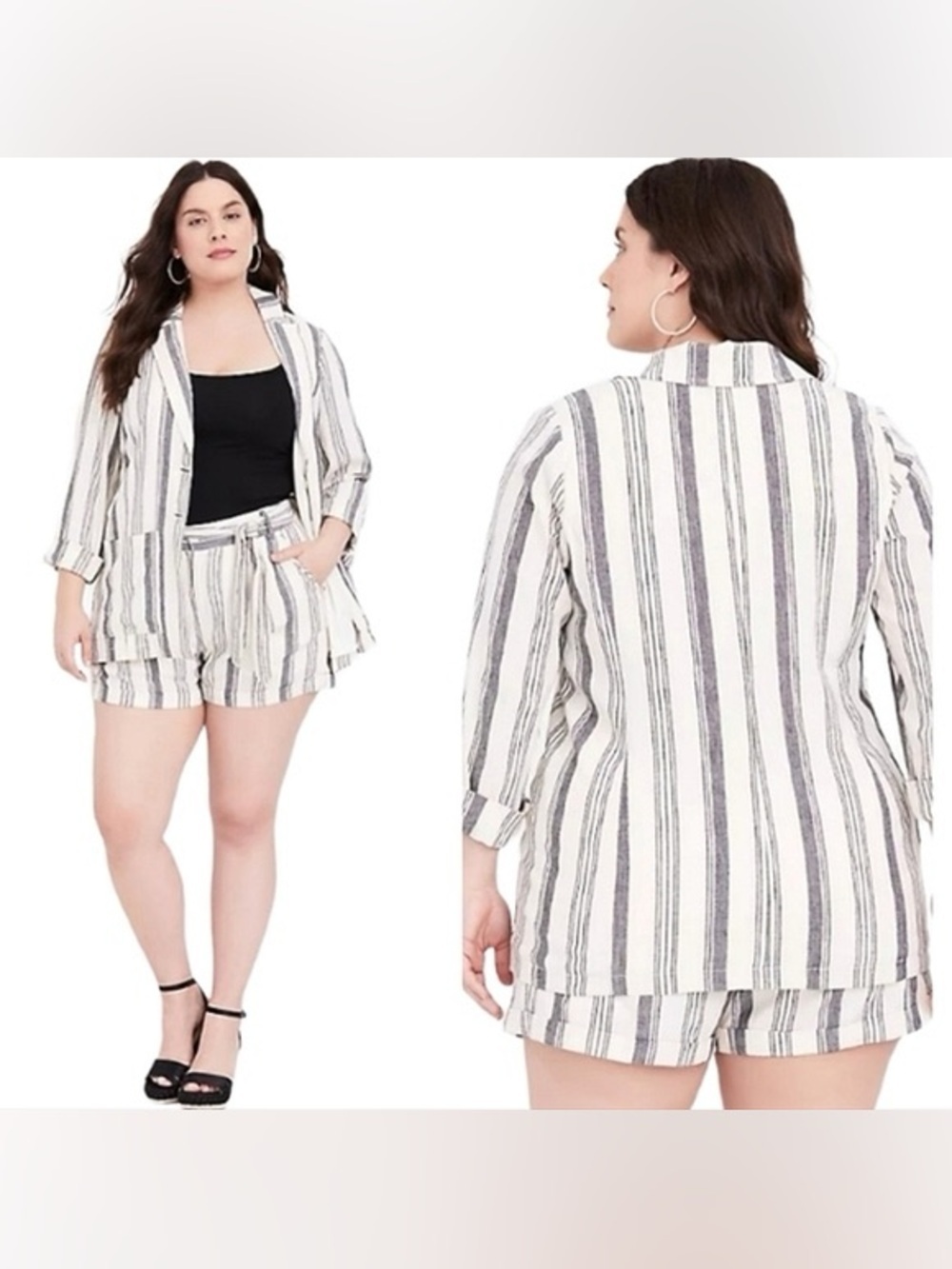 Torrid Taupe Stripe Linen Blend Blazer Size 3x